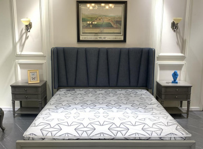 Design Schlafzimmer 3tlg. Bett 2x Nachttische Betten Set Holz Nachttisch Grau